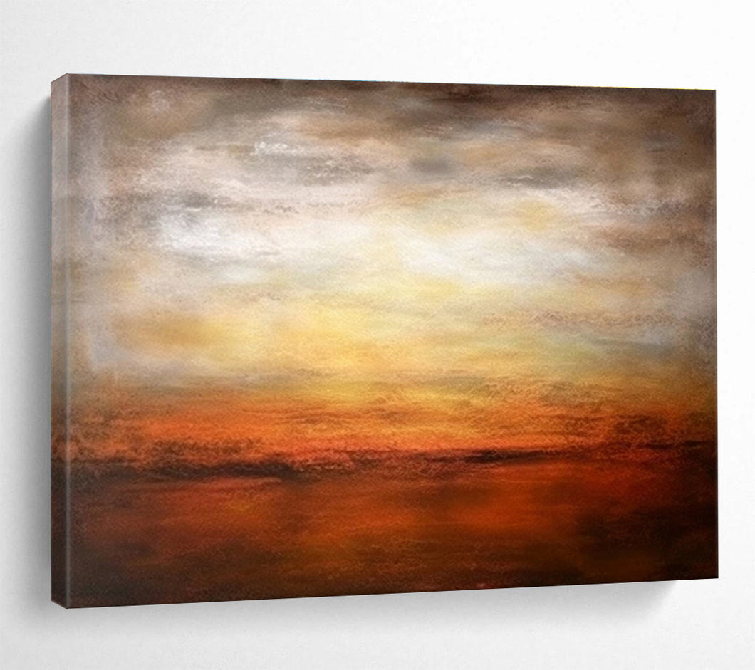 Warm - Toned Sunset Abstract Painting On Canvas DKH343