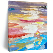 Load image into Gallery viewer, Large - Scale Colorful Sunset Seaside Abstract - Ideal for Beachfront Villa Living Room &amp; Coastal Restaurant LargeART0724
