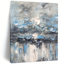 Load image into Gallery viewer, “Blue and Grey Abstract Stormy Sky” - Blue, Grey, White Abstract Art on Canvas DKH1291
