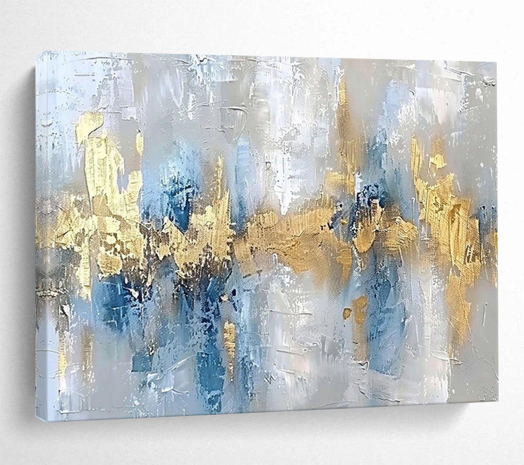 Cool - Toned Blue and Gold Abstract Layers Abstract acrylic painting DLZ046