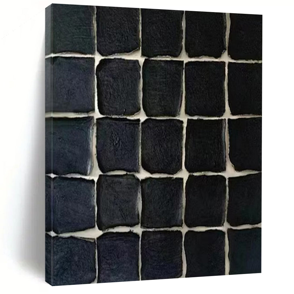 Black Tile Mosaic Acrylic Art, Great for Industrial - Chic Bathroom & Modern Entryway LargeART1072
