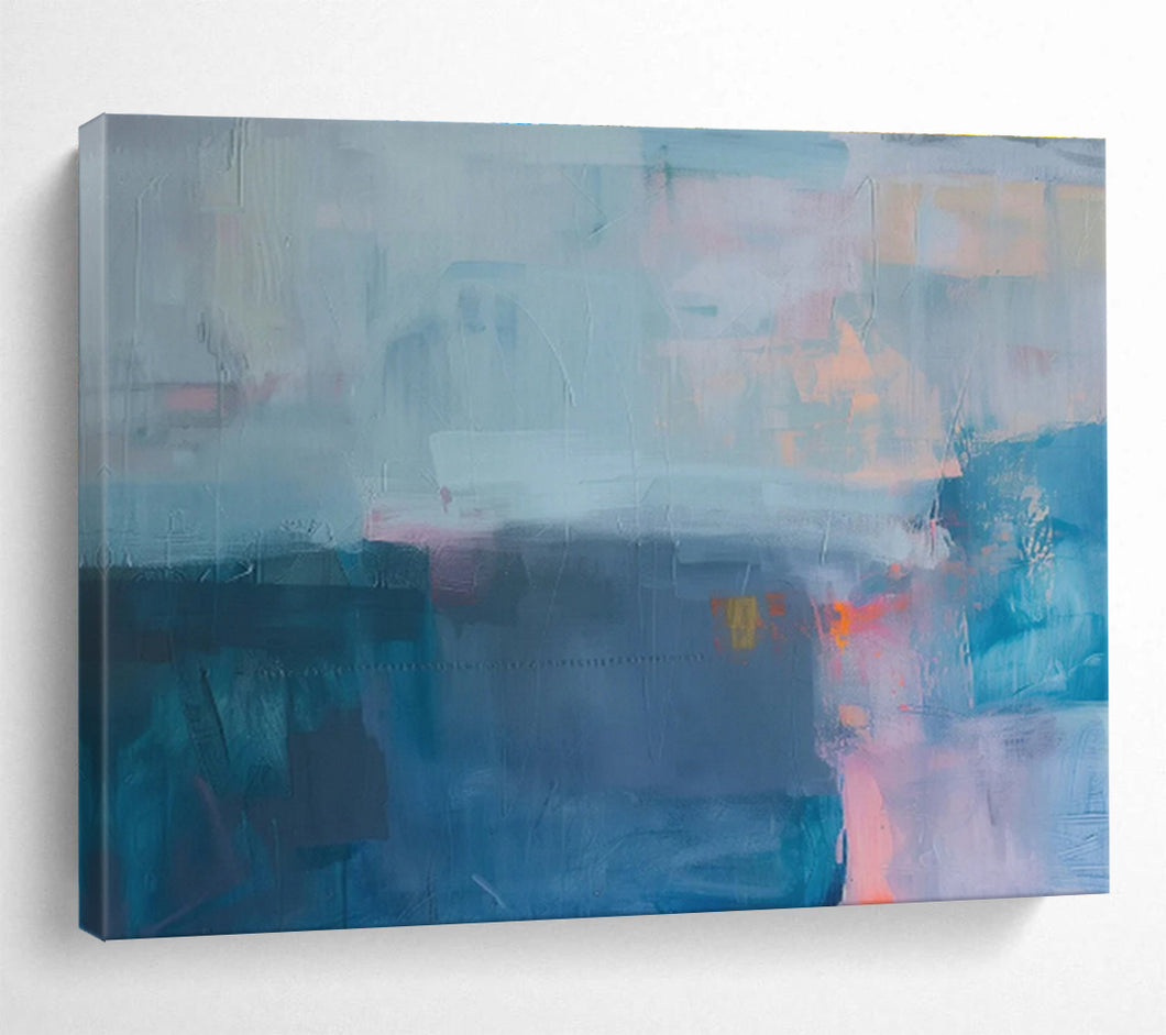 Cool - Toned Blur Abstract Canvas Painting DKH485