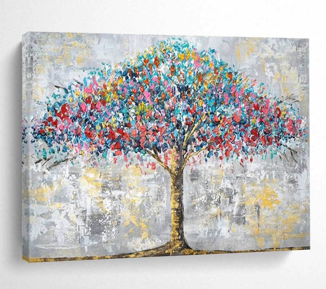 Colorful Tree Impasto - Lively Living Room Art LargeART1514