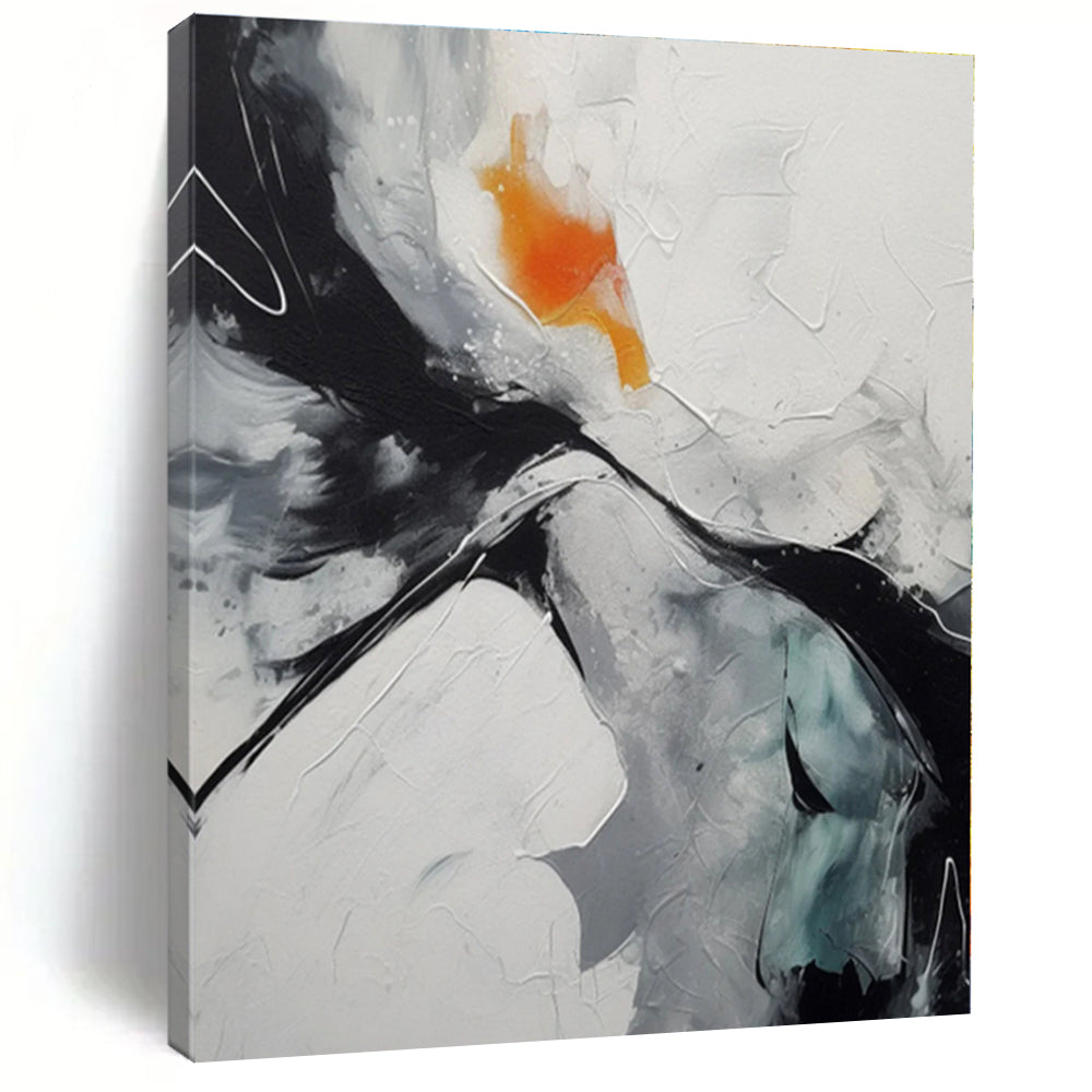 Monochrome with Orange Accent Acrylic Art - Perfect for Modern Minimalist Living Room & Creative Office LargeART0571