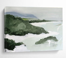 Load image into Gallery viewer, Green Coastal Landscape Abstract Painting on Canvas - “Seaside Calm” DKH603
