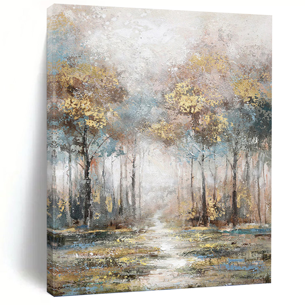 “Misty Forest Path” - Dreamy Woodland Landscape Art on Canvas DKH1433