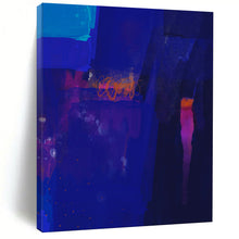 Load image into Gallery viewer, Deep Blue Abstract Painting with Orange Highlights, Perfect for Modern Living Room &amp; Night - Themed Bar LargeART1820
