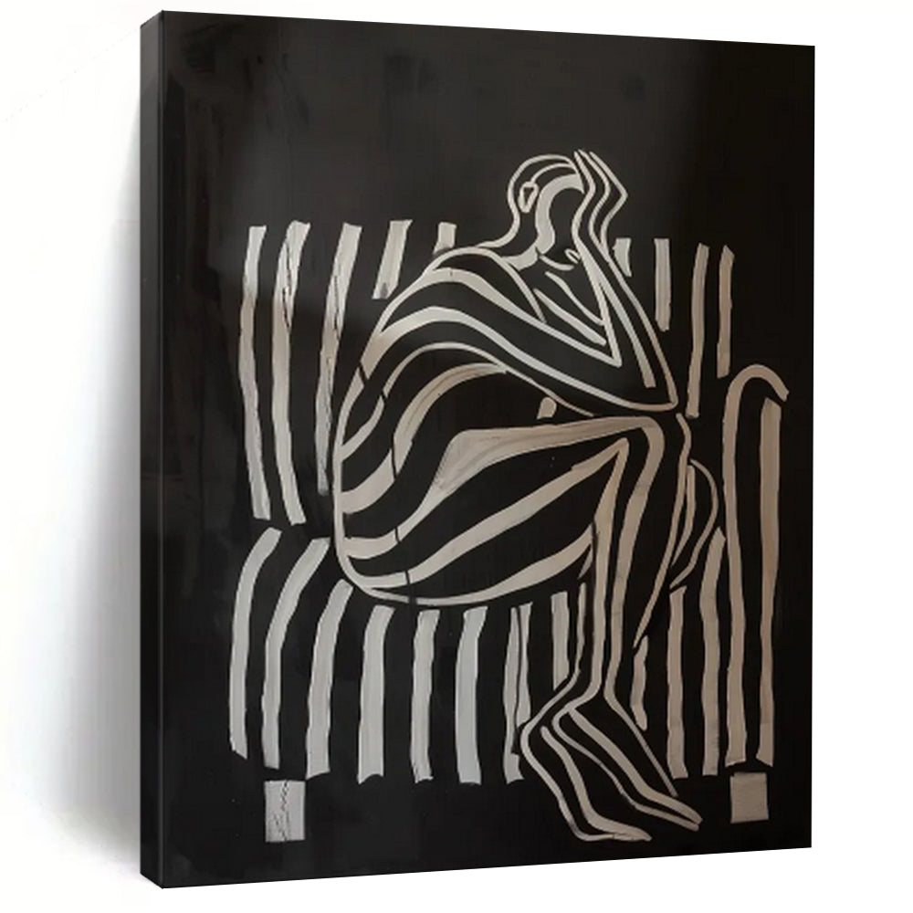 Black - White Abstract Emotional Art, Perfect for Thought - Provoking Study & Introspective Lounge LargeART2044