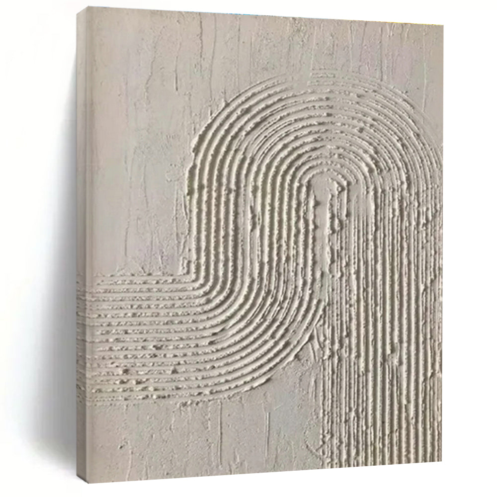 Textured White Curved Lines Acrylic Art - Great for Scandinavian - inspired Nursery & Zen Meditation Space LargeART0596