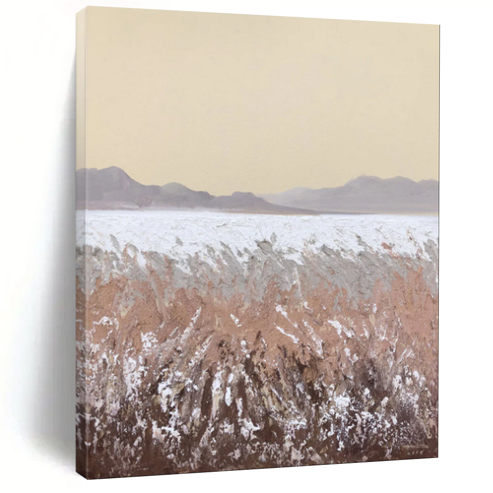Beige & Brown Textured Landscape Painting, Perfect for Rustic Living Room & Cozy Reading Nook LargeART2090