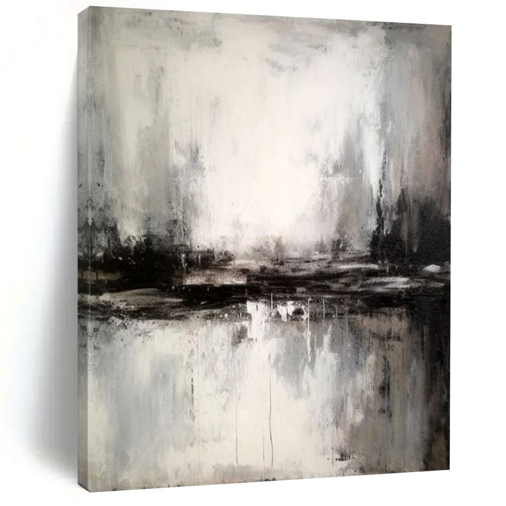 Grayscale Water Reflection Art for Modern Lakeside Home & Serene Art Gallery LargeART0922