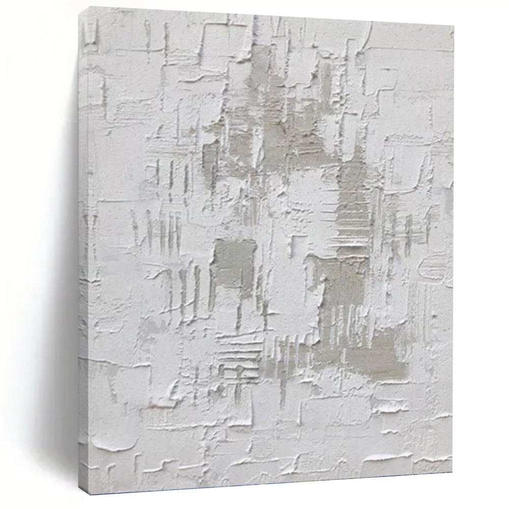 “Textured White Abstraction” Abstract Painting on Canvas, Minimalist Gallery Accent DKH1063