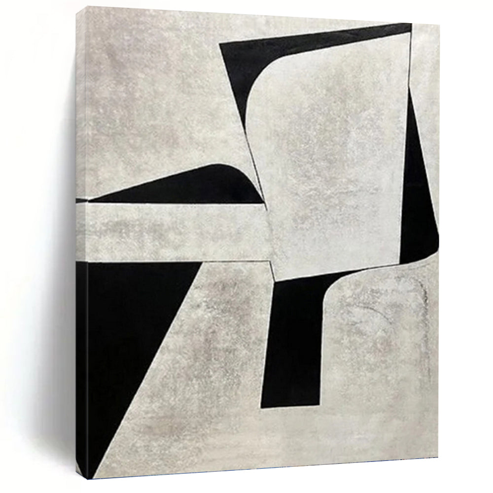 “Geometric Monochrome Abstraction” - Grey, Black Abstract Art on Canvas DKH1128
