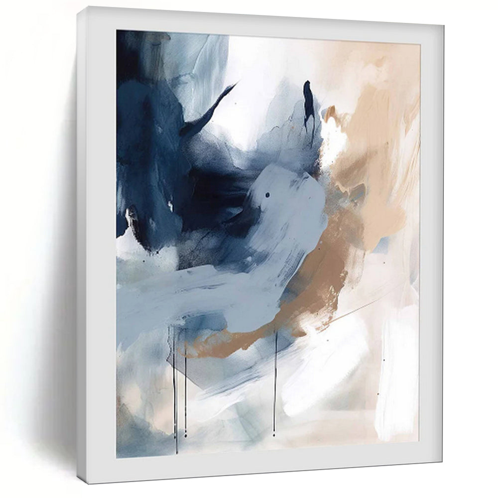 Blue & Beige Abstract Painting, Suited for Modern Living Room & Sophisticated Office LargeART1829