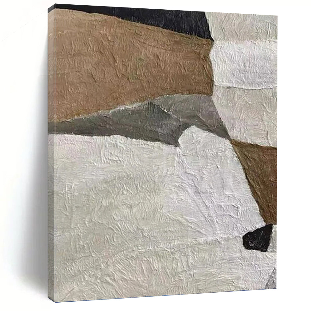 “Neutral Collage Abstraction” - Beige, Grey, Brown, White Abstract Art on Canvas DKH1140