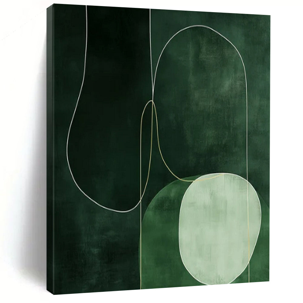 Green Geometric Abstract Art for Botanical - themed Bedroom & Modern Yoga Studio LargeART0937