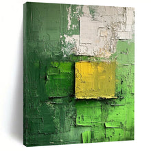 Load image into Gallery viewer, “Textured Green and Yellow Abstract” - Expressionistic Abstract Acrylic DTP029

