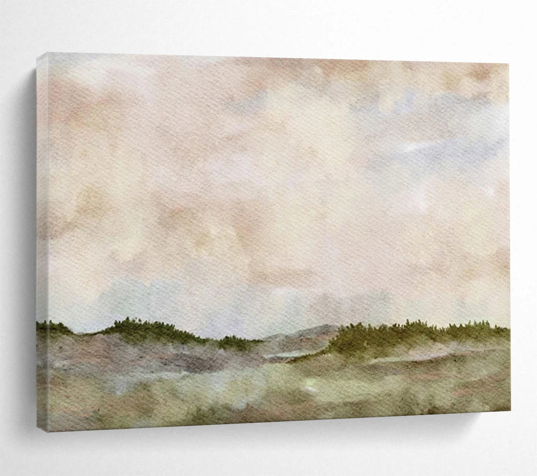 Soft Watercolor Landscape - Dreamy Living Room or Bedroom Art LargeART1488