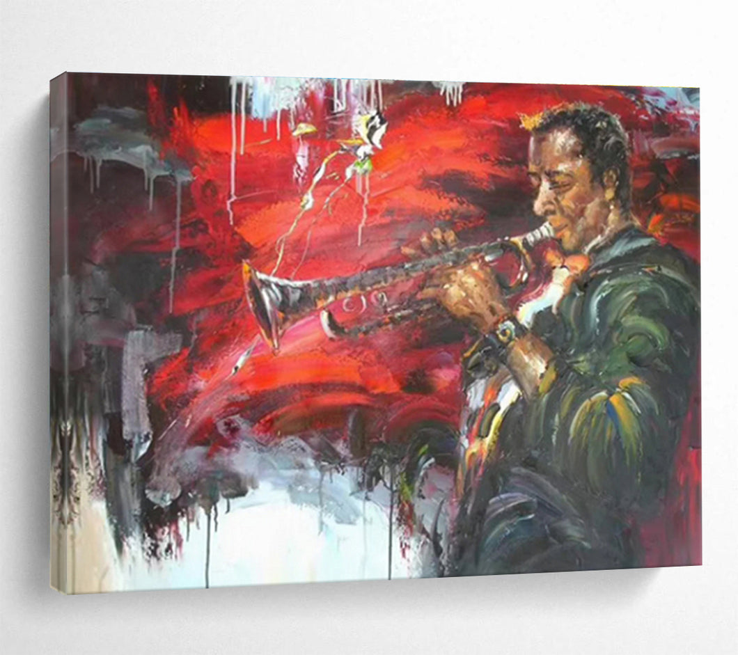 Dynamic Jazz Musician Abstract Painting on Canvas - “Jazz Rhythm” DKH636