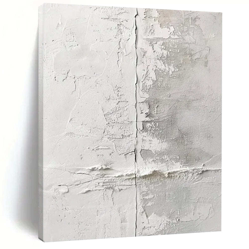 “White Textured Wall” – White & Gray Abstract Acrylic with Rough Textures DTP066