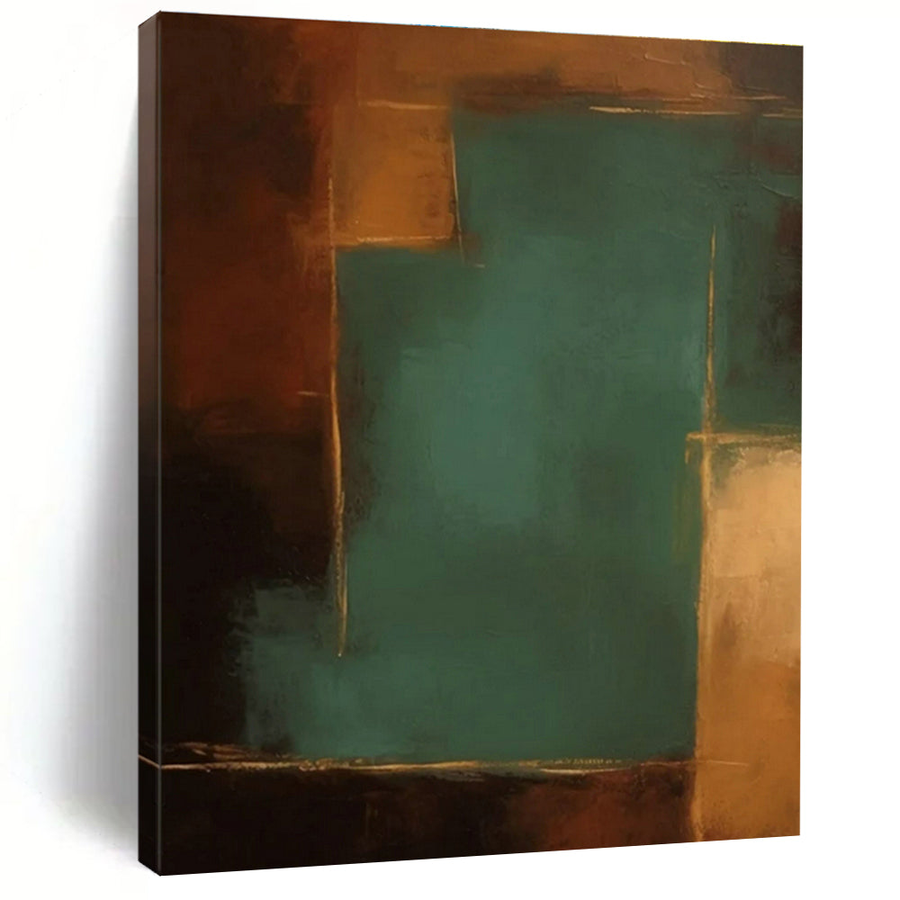 Teal and Brown Abstract Contrast Acrylic Art - Perfect for Modernist Home Office & Eclectic Living Room LargeART0601