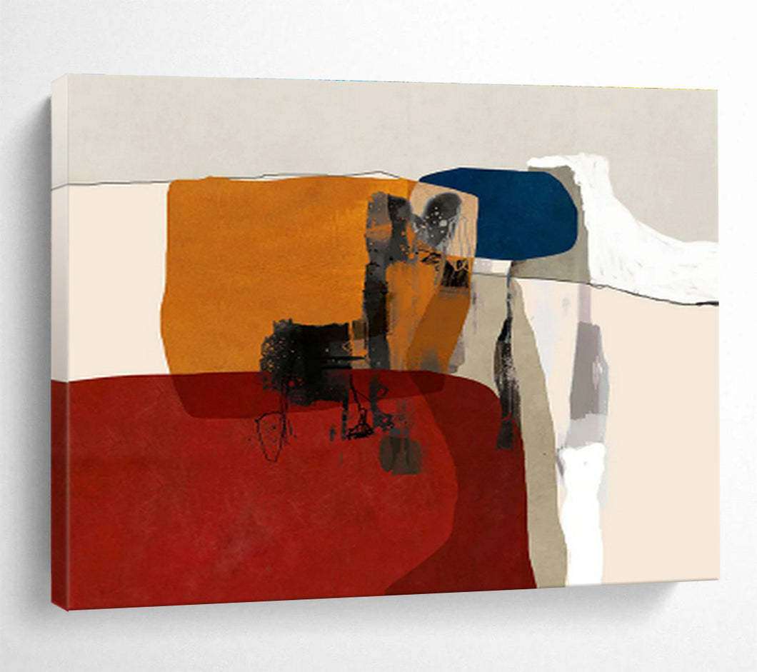 Color - Block Abstract Painting On Canvas with Bold Shapes DKH357