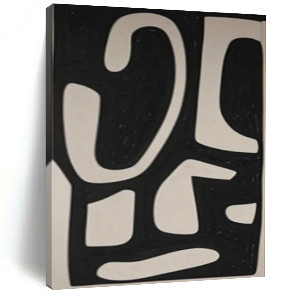 Black & White Organic Shapes Acrylic Art, Suited for Contemporary Studio & Bold Dining Area LargeART1076