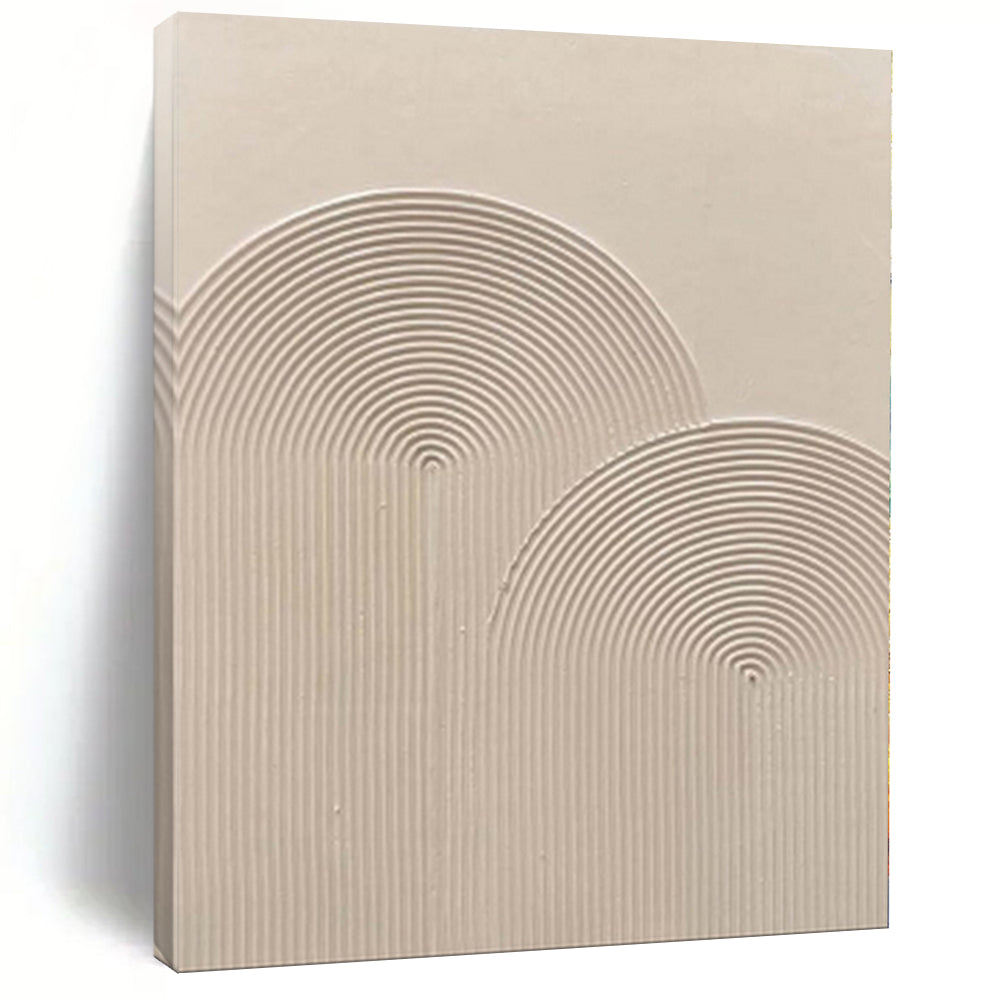 Grand Hand - painted Textured Beige Arches Acrylic Art for Serene Bedrooms LargeART0141