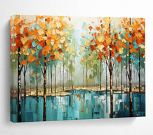 Load image into Gallery viewer, Autumn Forest Reflection Large - scale acrylic painting DLZ163
