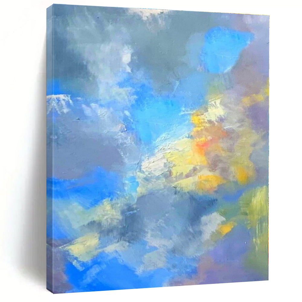 Dreamy Blue - Gray Abstract Painting, Ideal for Minimalist Bedroom & Calming Yoga Studio LargeART1387