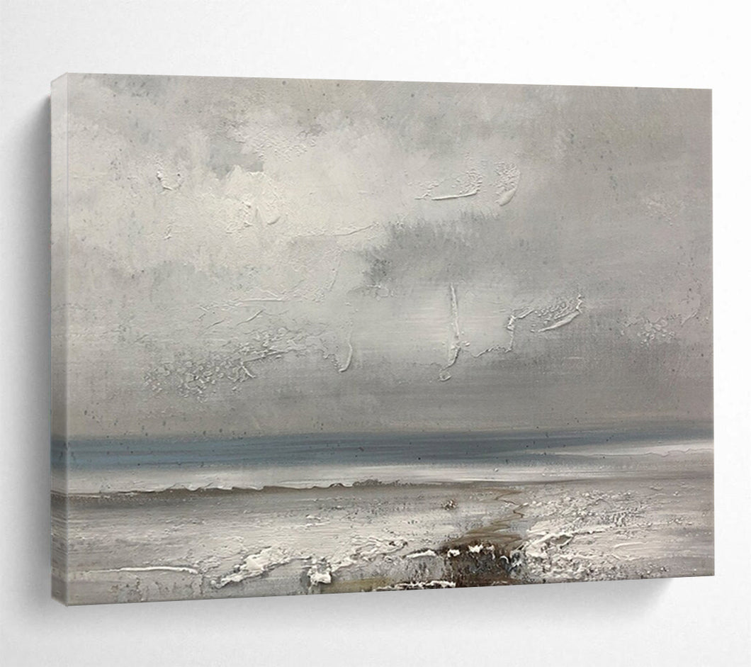 “Grey Textured Seaside” - Minimalist Abstract Acrylic, Great for Modern Office and Art Studio DLZ265