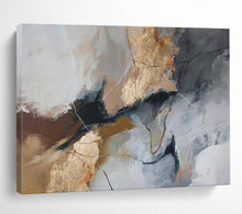 Load image into Gallery viewer, Gray Gold Black Contrast Abstract Painting DKH518
