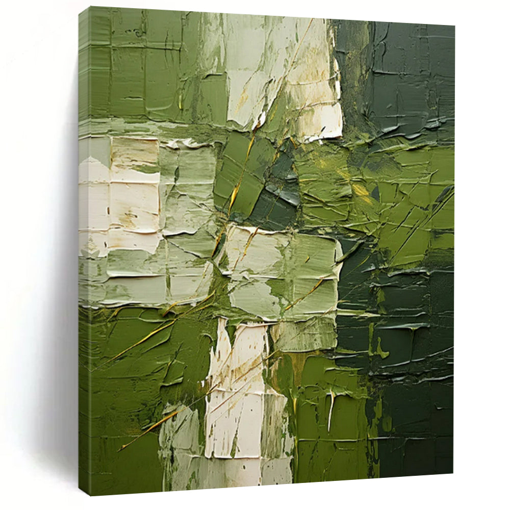 Textured Green Abstract Masterpiece, For Rustic Living Room & Art Gallery Display LargeART2277