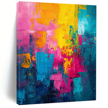 Load image into Gallery viewer, “Vivid Clash” – Pink, Yellow, Blue &amp; Orange Abstract Acrylic with Bold Blocks DTP060
