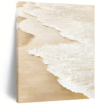 Load image into Gallery viewer, White Waves on Beige Abstract Canvas Painting, Suited for Coastal - Themed Nursery &amp; Relaxing Spa LargeART1101
