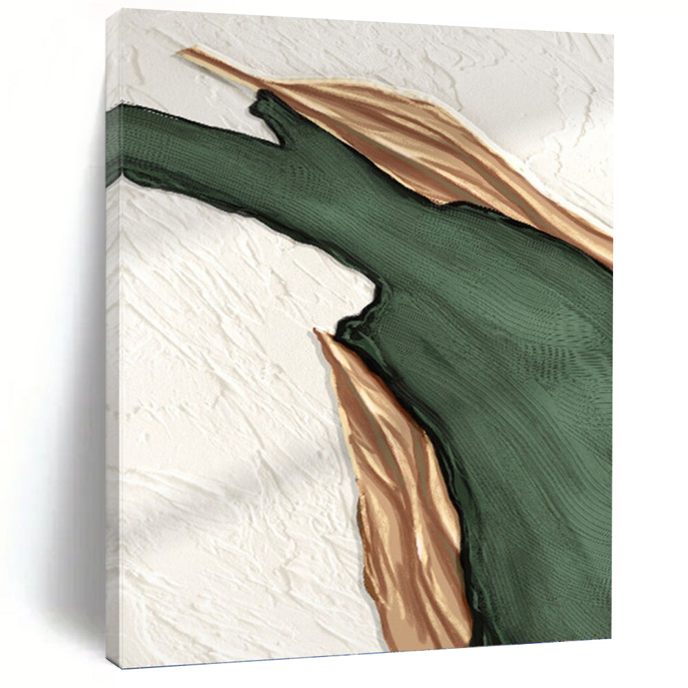 “Green & Gold Fluid Shapes” - Luxe Abstract Art on Canvas DKH1507