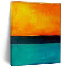 Load image into Gallery viewer, Orange, Black &amp; Teal Color - Blocked Abstract, Ideal for Energetic Game Room &amp; Bold Home Bar LargeART1949
