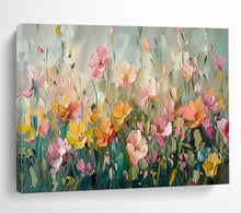 Load image into Gallery viewer, Soft - Toned Floral Abstract Painting on Canvas - “Pastel Meadow” DKH709

