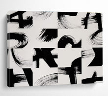 Load image into Gallery viewer, Black And White Abstract Brushstroke Painting On Canvas DKH447
