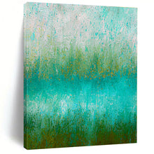 Load image into Gallery viewer, Turquoise and Green Textured Field Abstract Canvas Painting, Perfect for Bohemian Bedroom &amp; Nature - Inspired Café LargeART1235
