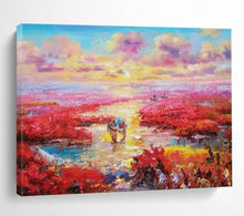 Load image into Gallery viewer, Hand - painted Extensive Pink Marsh Sunset Acrylic Art for Serene Bedrooms LargeART1799
