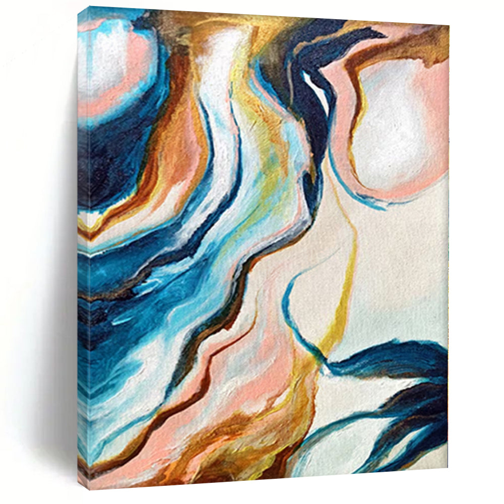 Hand - painted Substantial Colorful Fluid Abstract Acrylic Art for Trendy Cafes LargeART0033