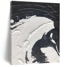 Load image into Gallery viewer, “Black &amp; White Swirl Impasto” – Thick black and white impasto, flowing curves DTP393
