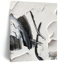 Load image into Gallery viewer, Large - Scale Hand - painted White and Black Textured Forms Acrylic Art for Contemporary - Style Studies LargeART0243
