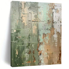 Load image into Gallery viewer, Green - Beige Abstract Texture Art for Rustic Café &amp; Art Studio LargeART0854
