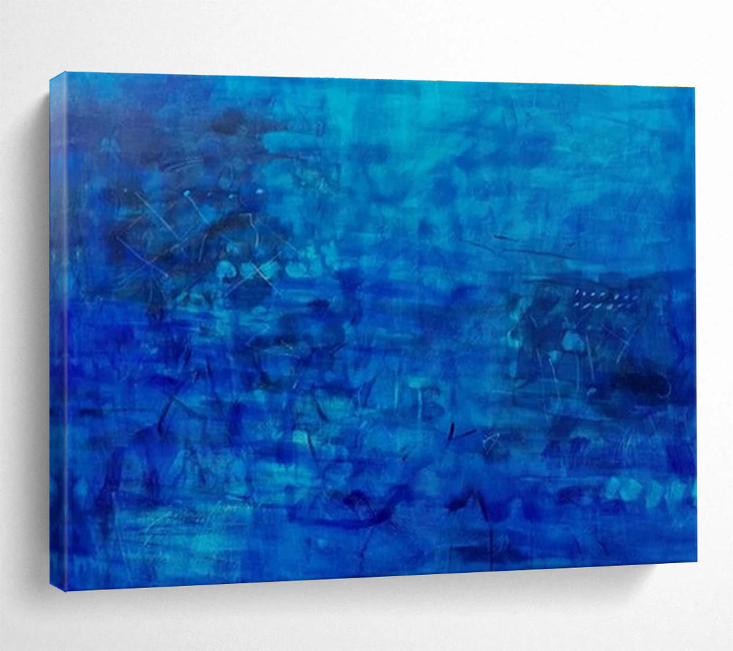 Deep Blue Abstract Art for Serene Bedroom & Minimalist Office DKH072
