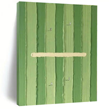 Load image into Gallery viewer, Green Striped Abstract with Figures, Suited for Whimsical Garden Room &amp; Sports - Lover’s Den LargeART1356
