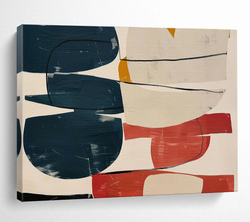 Abstract Painting on Canvas: Color - Blocked Curved Shapes - “Vibrant Harmony” DKH590