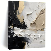 Load image into Gallery viewer, Custom Large Black - White - Gold Textured Abstract – Perfect for Modern Penthouse Office &amp; Upscale Hotel Lobby LargeART0715
