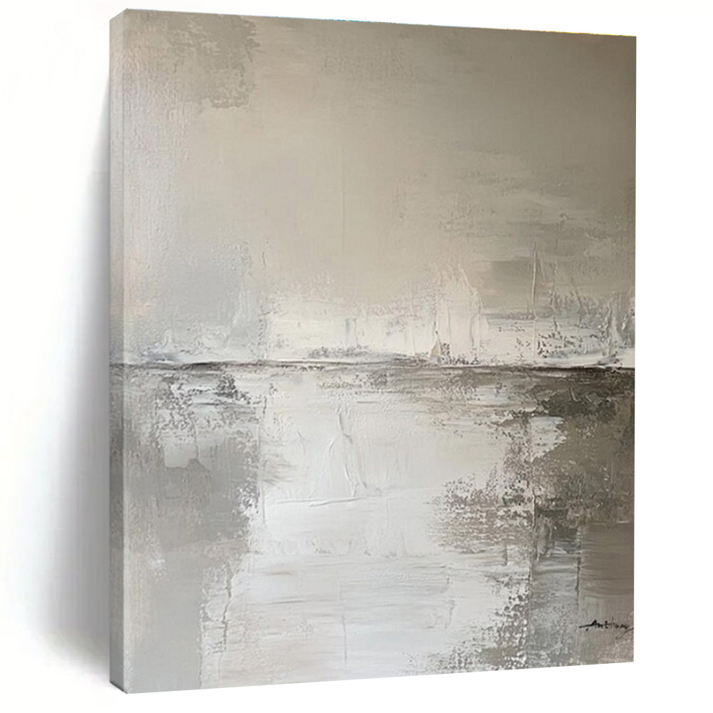 Large Gray and White Abstract Landscape Art - Ideal for Modern Zen Space & Art - Centric Library LargeART0772